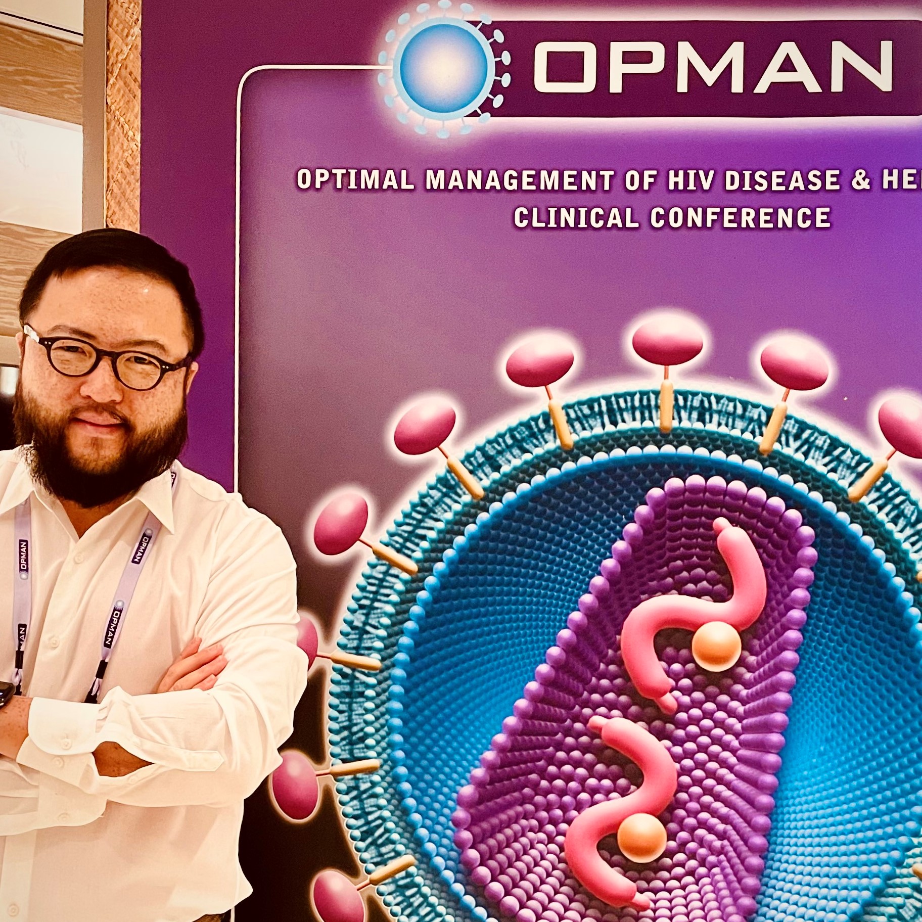 Aaron Kim representing Walgreens at OPMAN, or Optimal Management of HIV Disease & Hepatitis Clinical Conference.