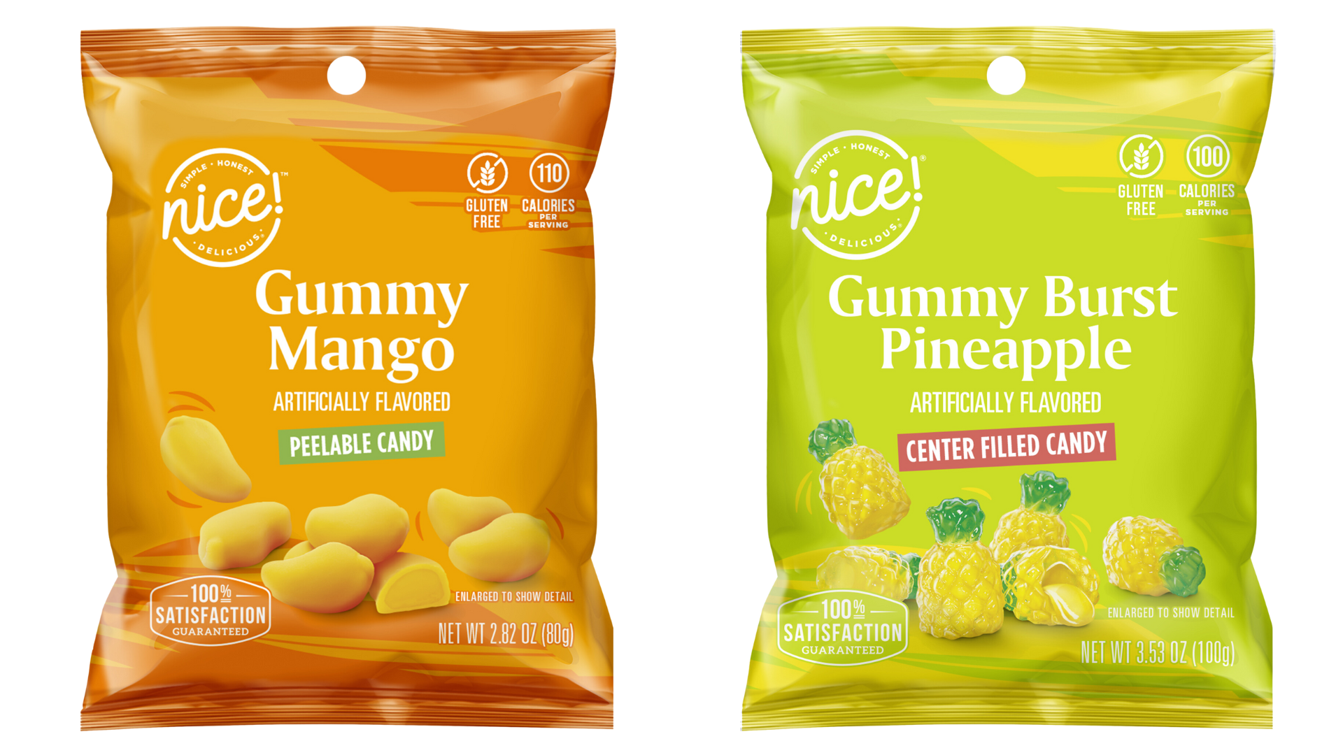 pineapple and mango gummies white background