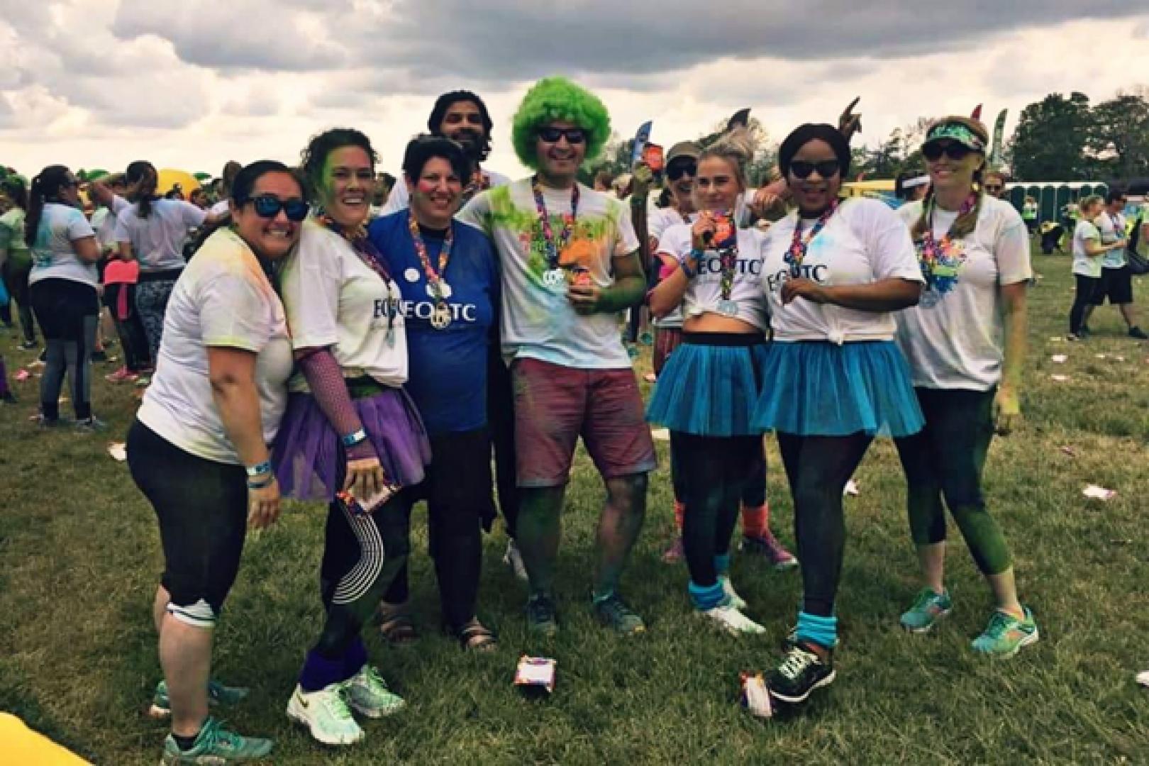 WBA team members participating in the Color Obstacle Run