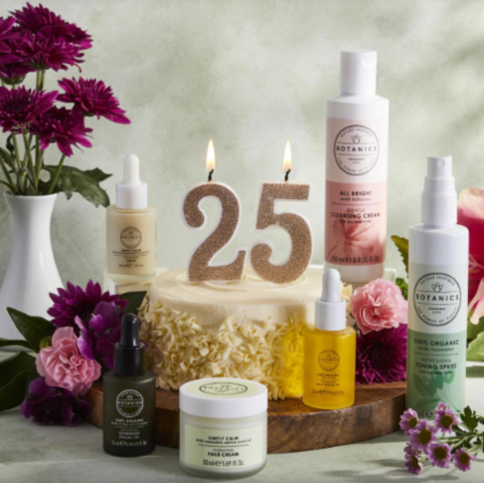 Display of Botanics products with celebration candles