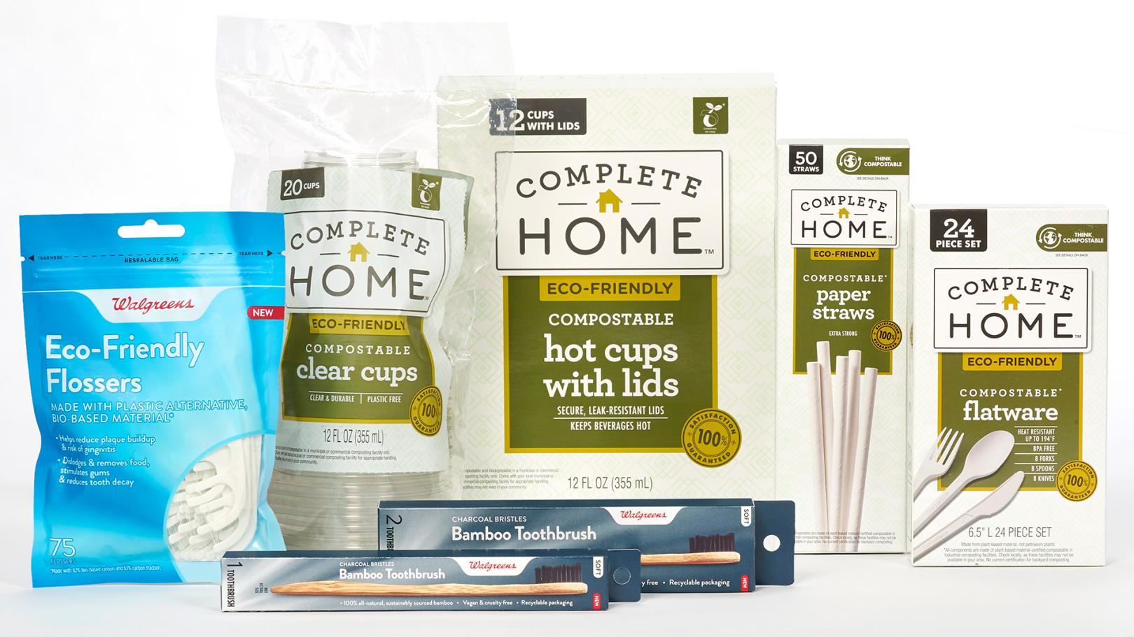 A set of Walgreens eco-friendly products