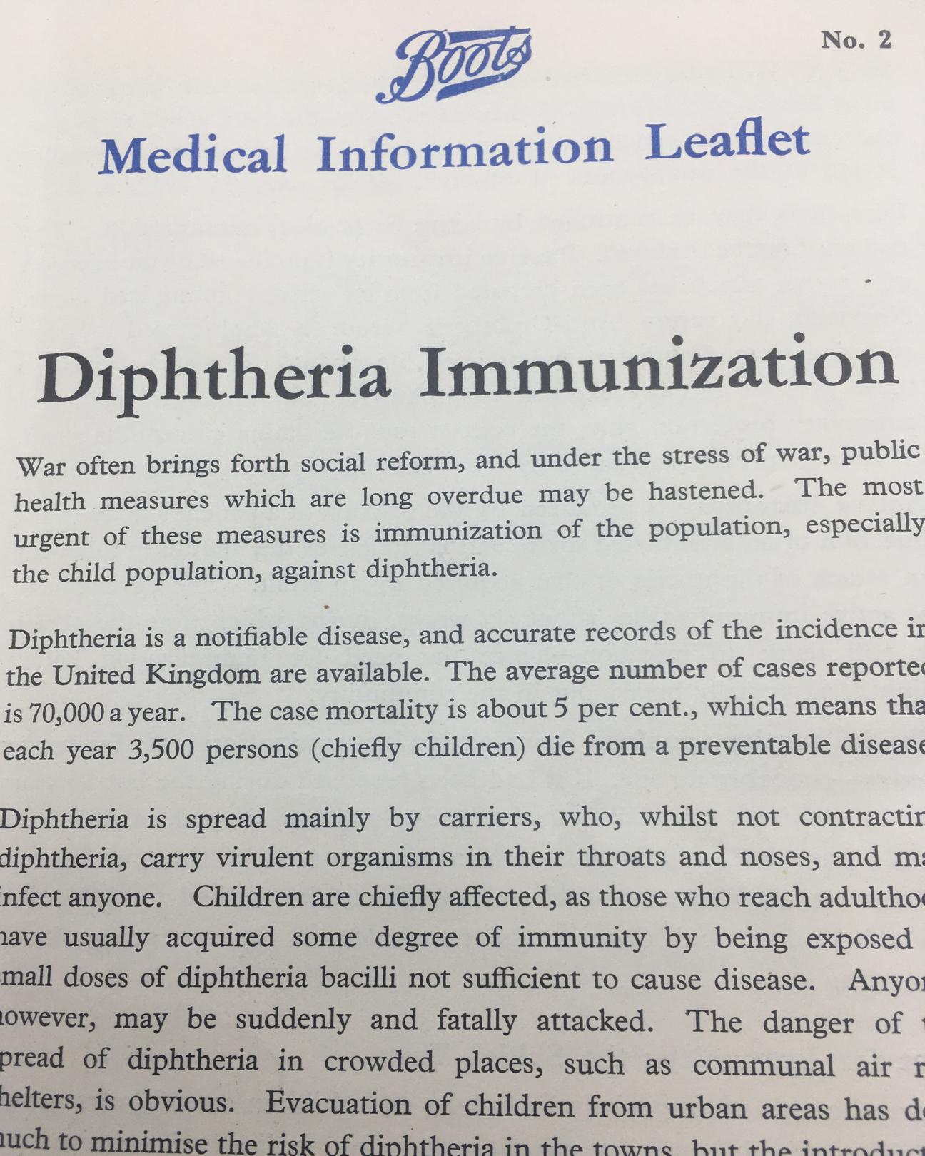 Diphtheria pamphlet