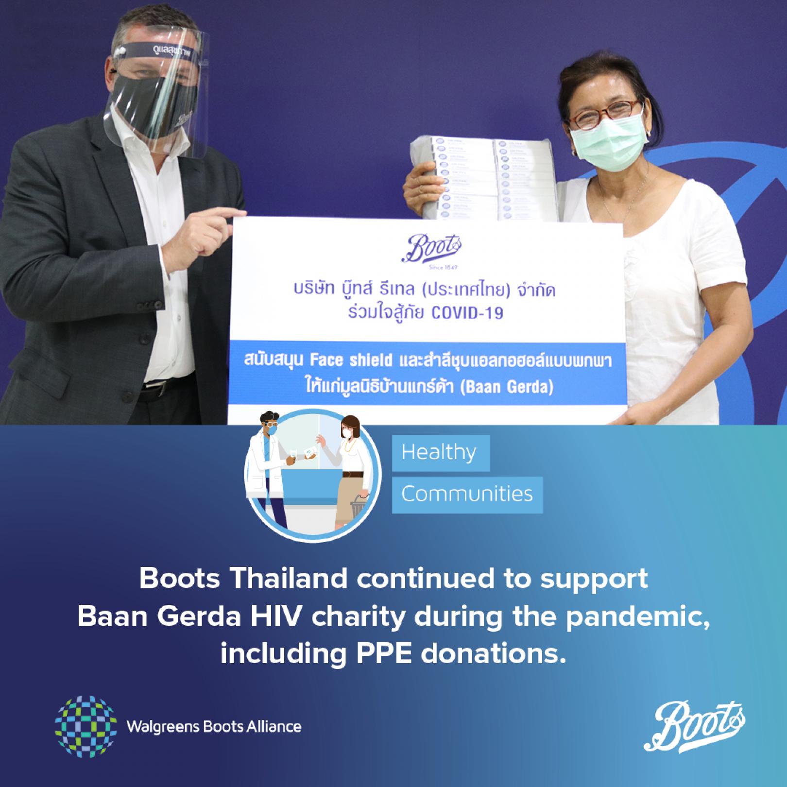 Boots Thailand donates PPE to HIV charity Baan Gerda Instagram 