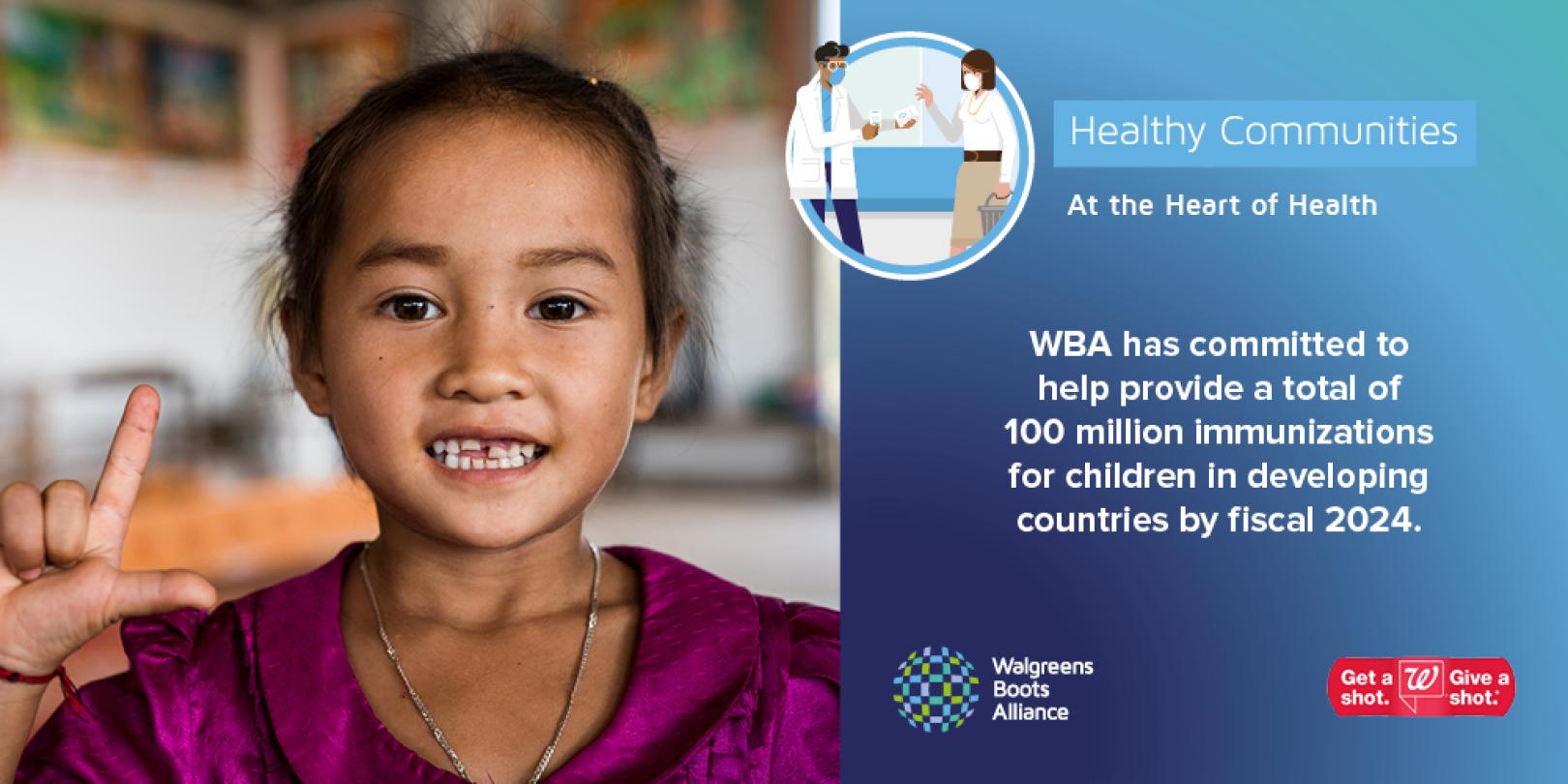 WBA has committed to provide 100 million immunizations for children in developing countries by 2024 Twitter LinkedIn 