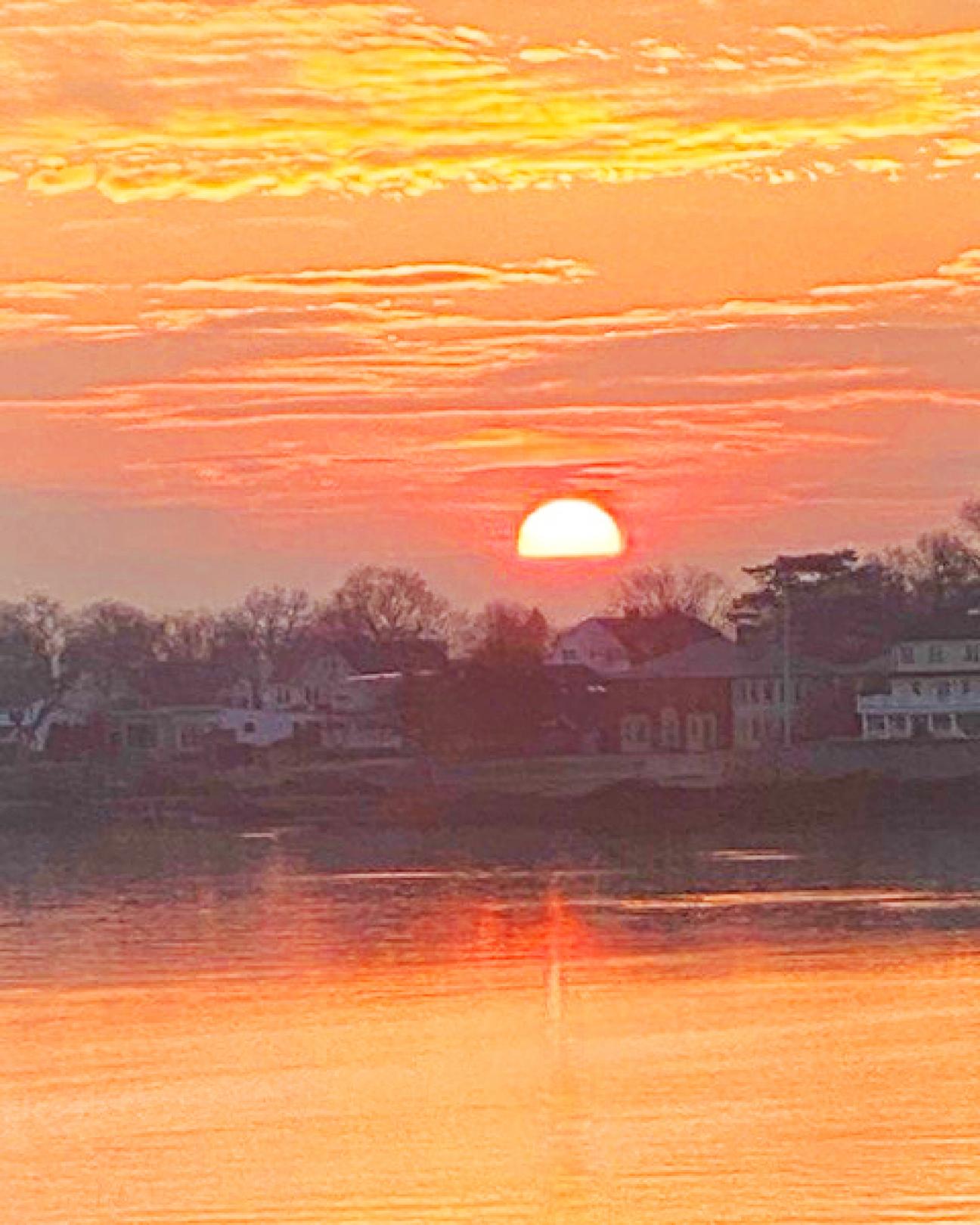 The sunset over Long Island Sound in Connecticut