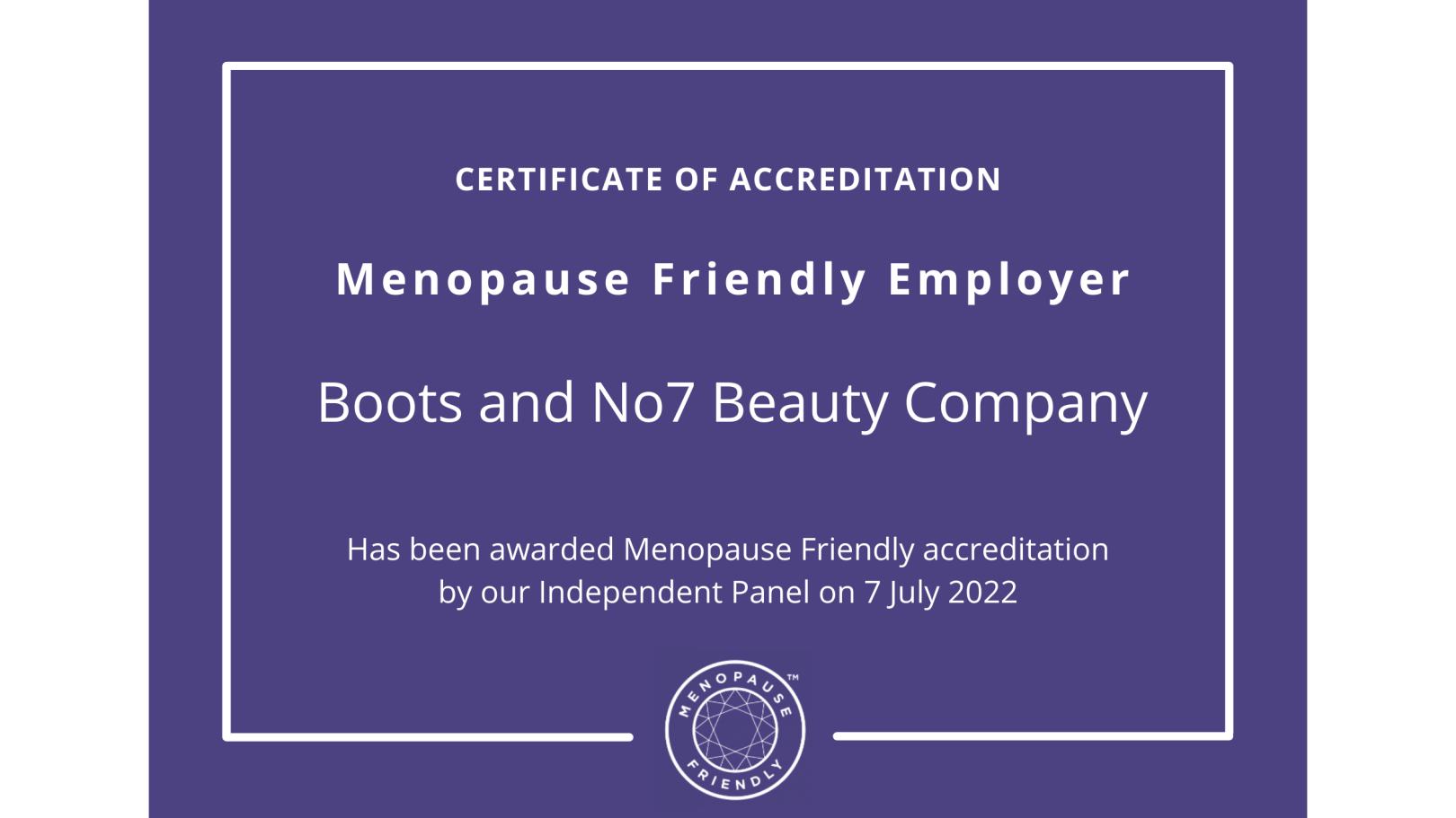 Boots UK - Accredited Menopause Friendly Employer 2023
