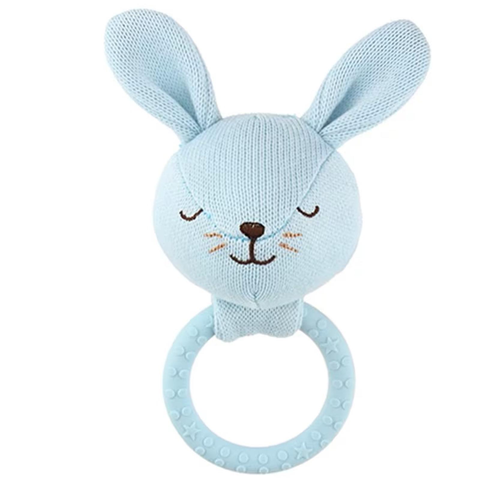 Blue bunny baby rattle
