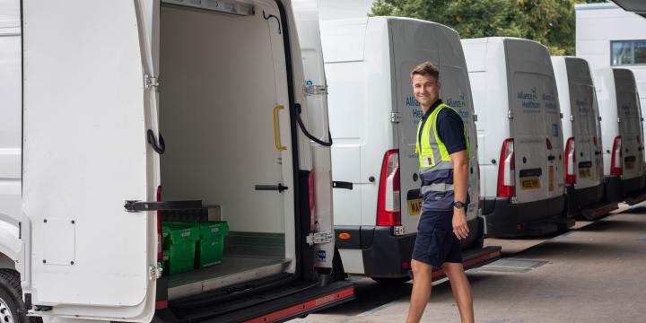 Alliance Healthcare driver walking towards an Alliance Healthcare van