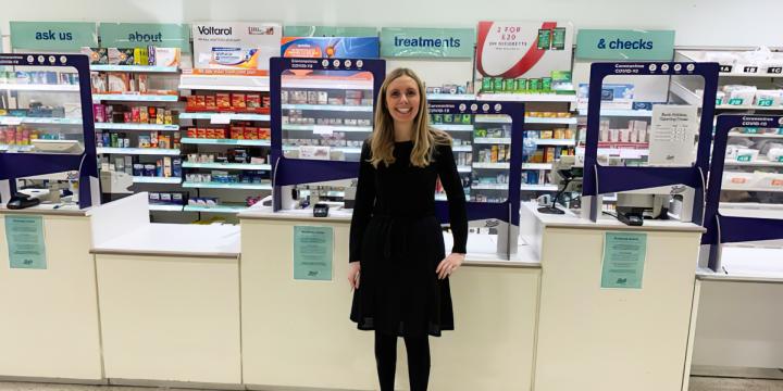 Amanda in a Boots Store smiling at the camera