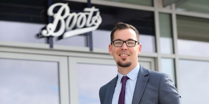 David Boyce, store manager, outside of the Boots store in Knocknacarra, County Galway, Ireland