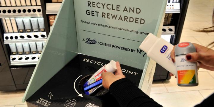Photo of the Boots recycling bin