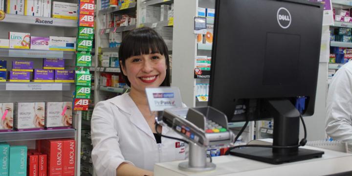 Maribel behind the counter