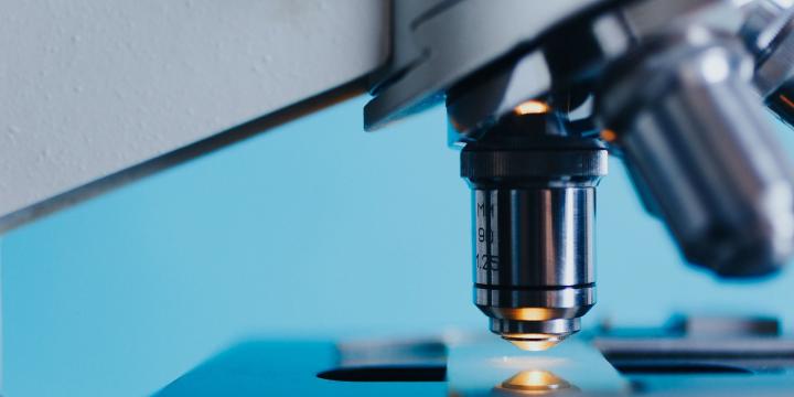 Zoomed in on a microscope