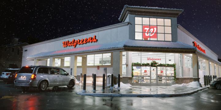 Walgreens storefront during the holidays